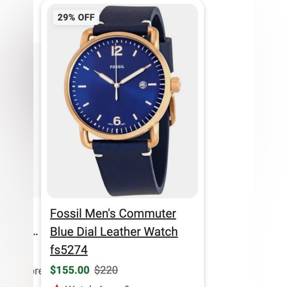 Fossil Men's Commuter Blue Dial Leather Watch FS5274 Pre-Owned Great Condition